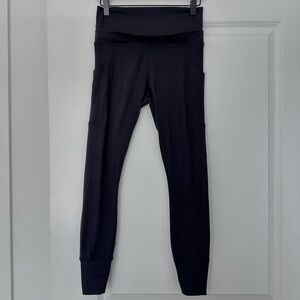 Lululemon (6) Black Pull-On Jogger Style Leggings- Double Waistband, Pockets